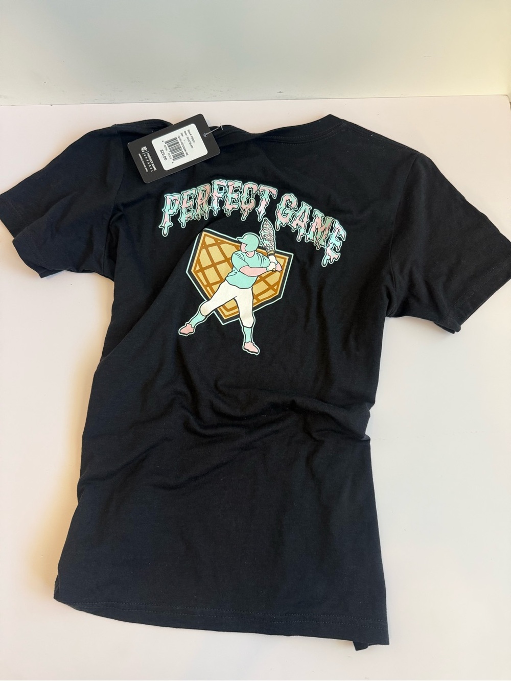 NWT Perfect Game Kids Large Black Short Sleeve Ice Cream shirt